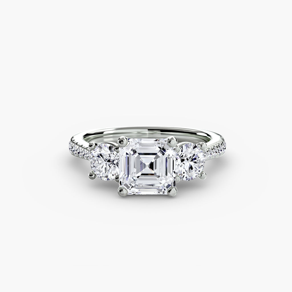 Anello trilogy con pavé sul gambo — montatura, 2,3 mm