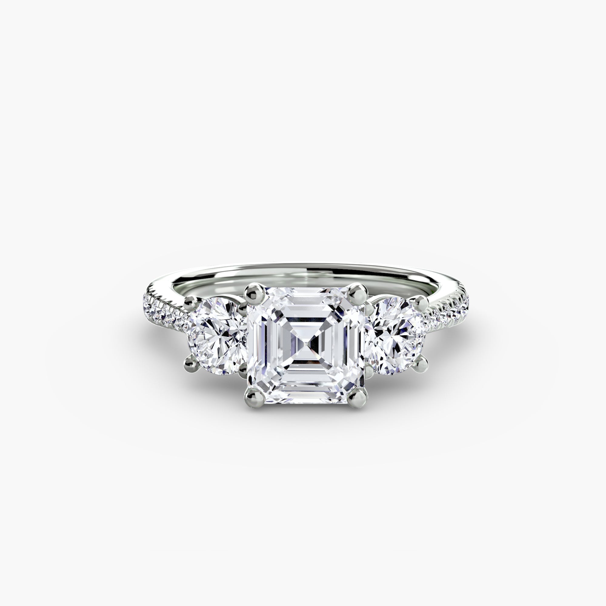 Anello trilogy con pavé sul gambo — montatura, 2,3 mm
