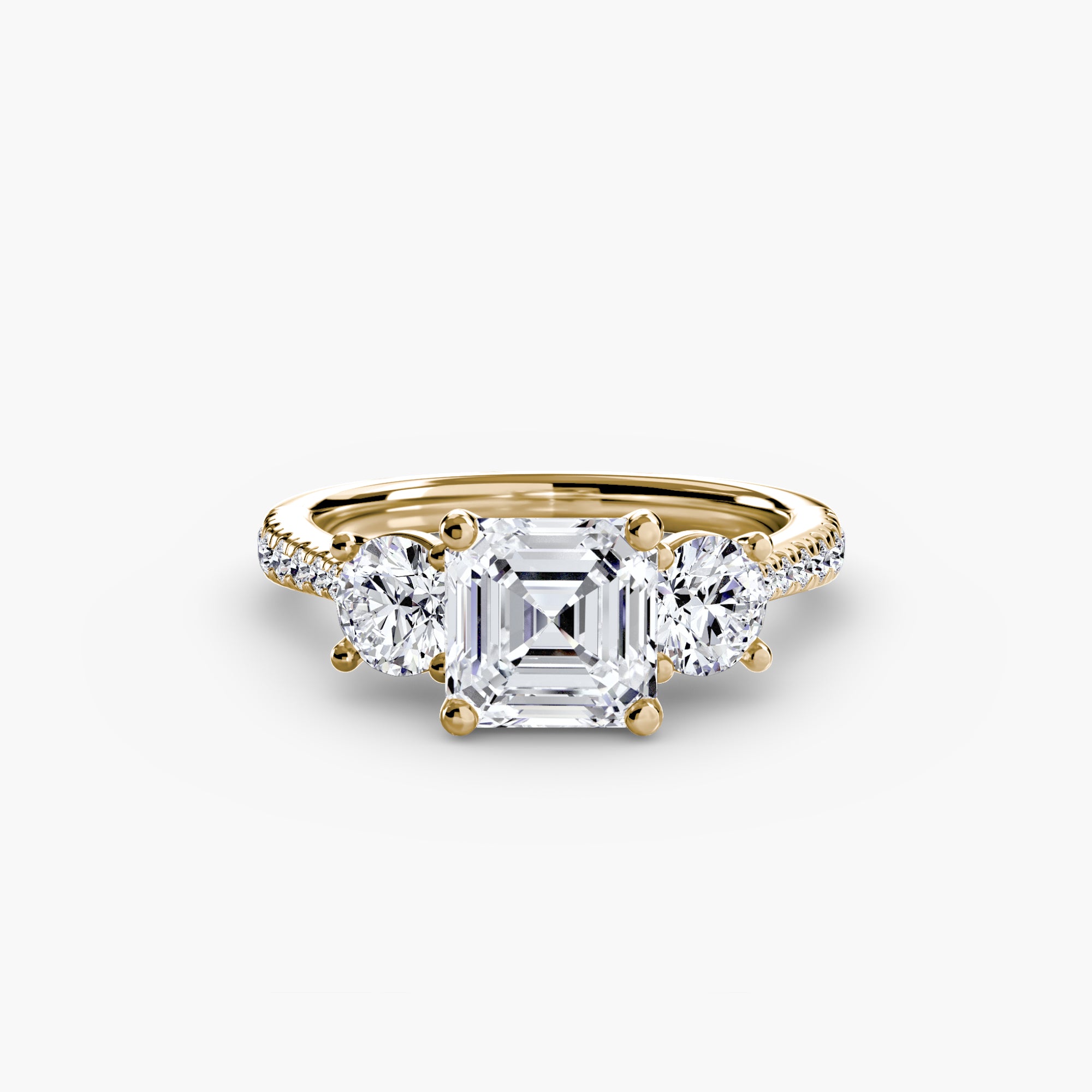 Anello trilogy con pavé sul gambo — montatura, 2,3 mm
