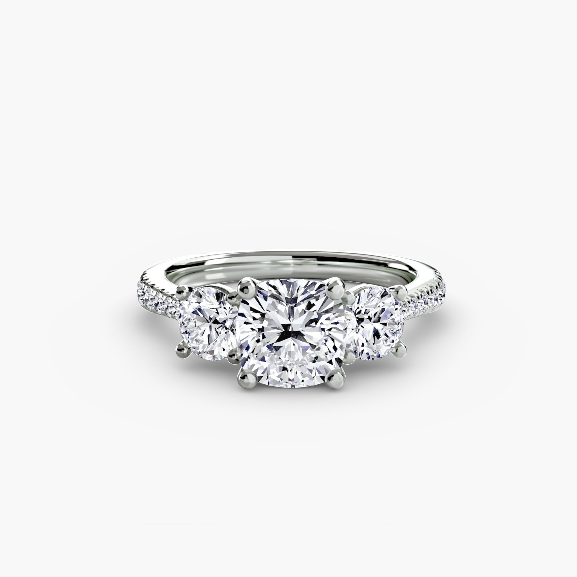 Anello trilogy con pavé sul gambo — montatura, 2,3 mm