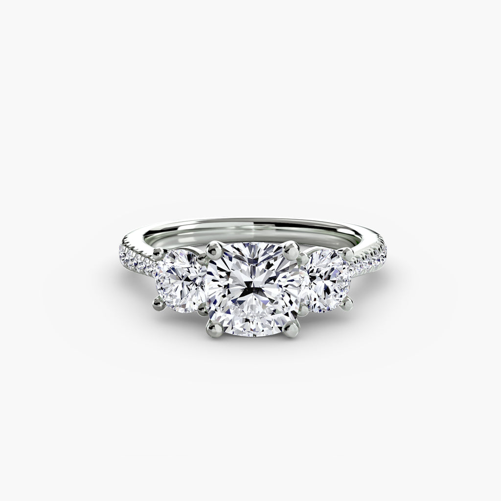 Anello trilogy con pavé sul gambo — montatura, 2,3 mm