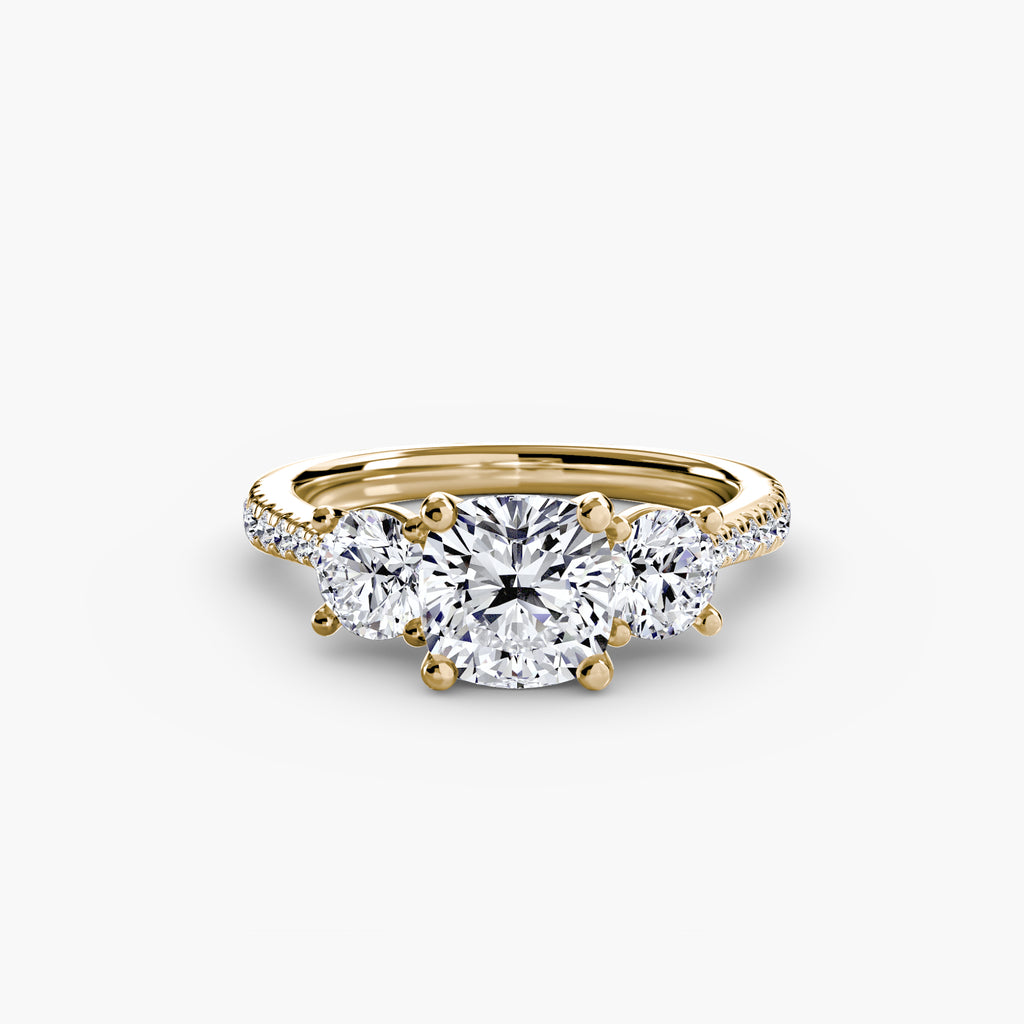 Anello trilogy con pavé sul gambo — montatura, 2,3 mm