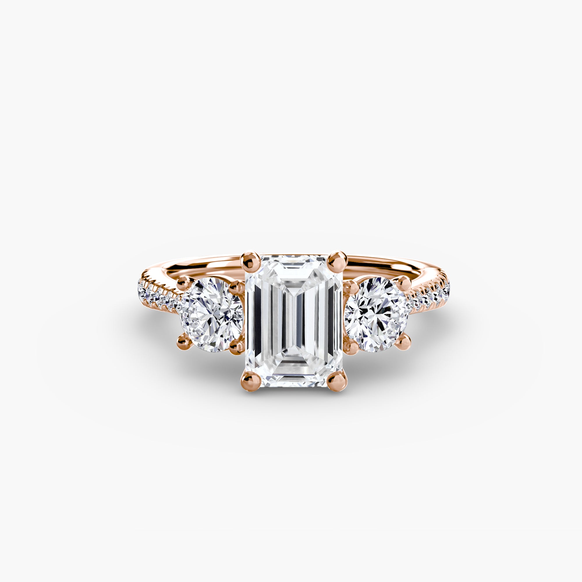 Anello trilogy con pavé sul gambo — montatura, 2,3 mm