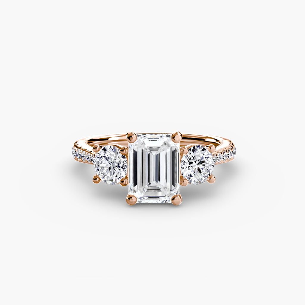 Anello trilogy con pavé sul gambo — montatura, 2,3 mm