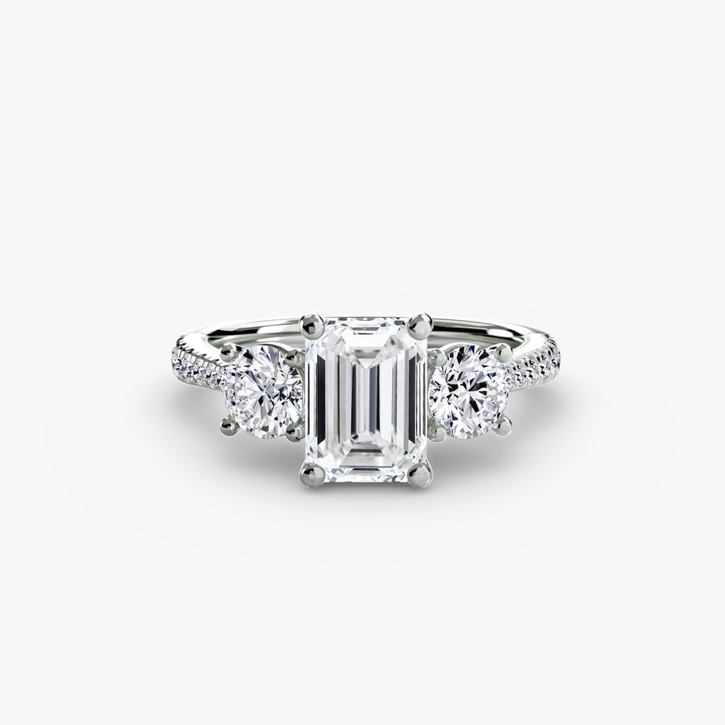 Anello trilogy con pavé sul gambo — montatura, 2,3 mm