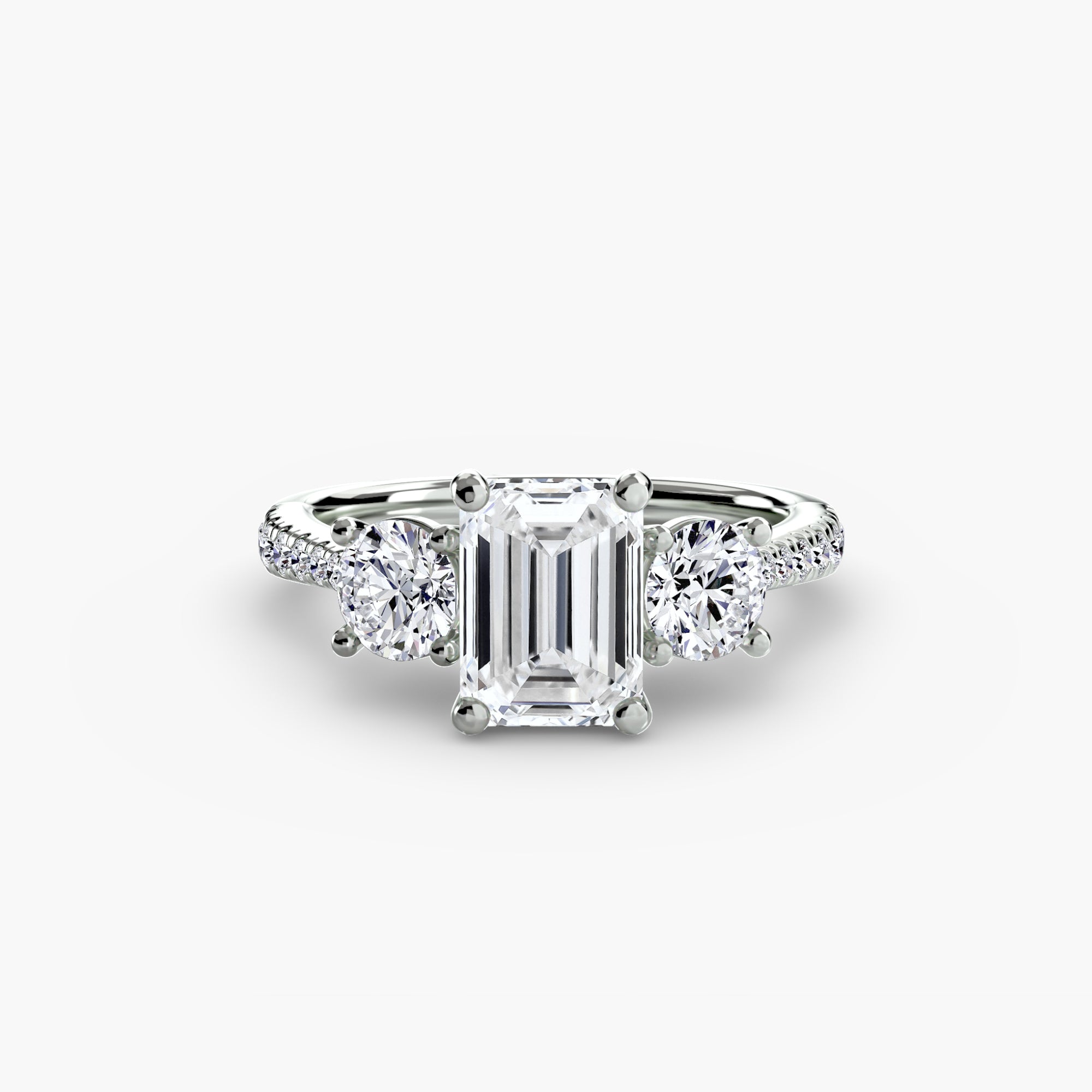 Anello trilogy con pavé sul gambo — montatura, 2,3 mm