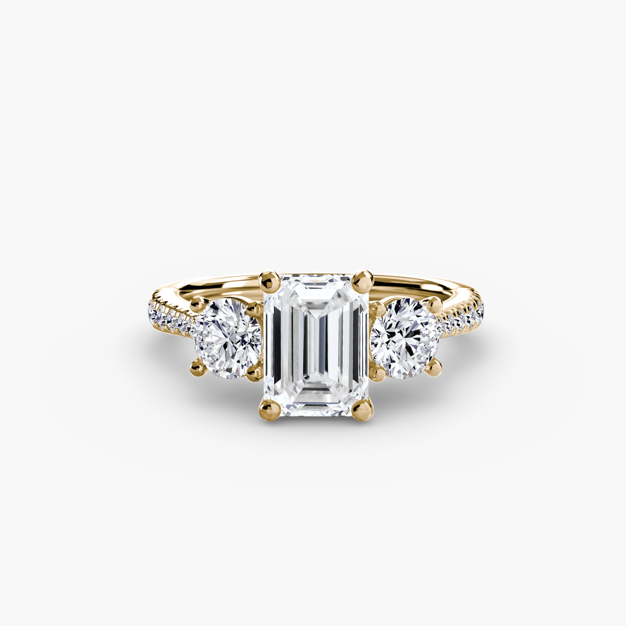 Anello trilogy con pavé sul gambo — montatura, 2,3 mm