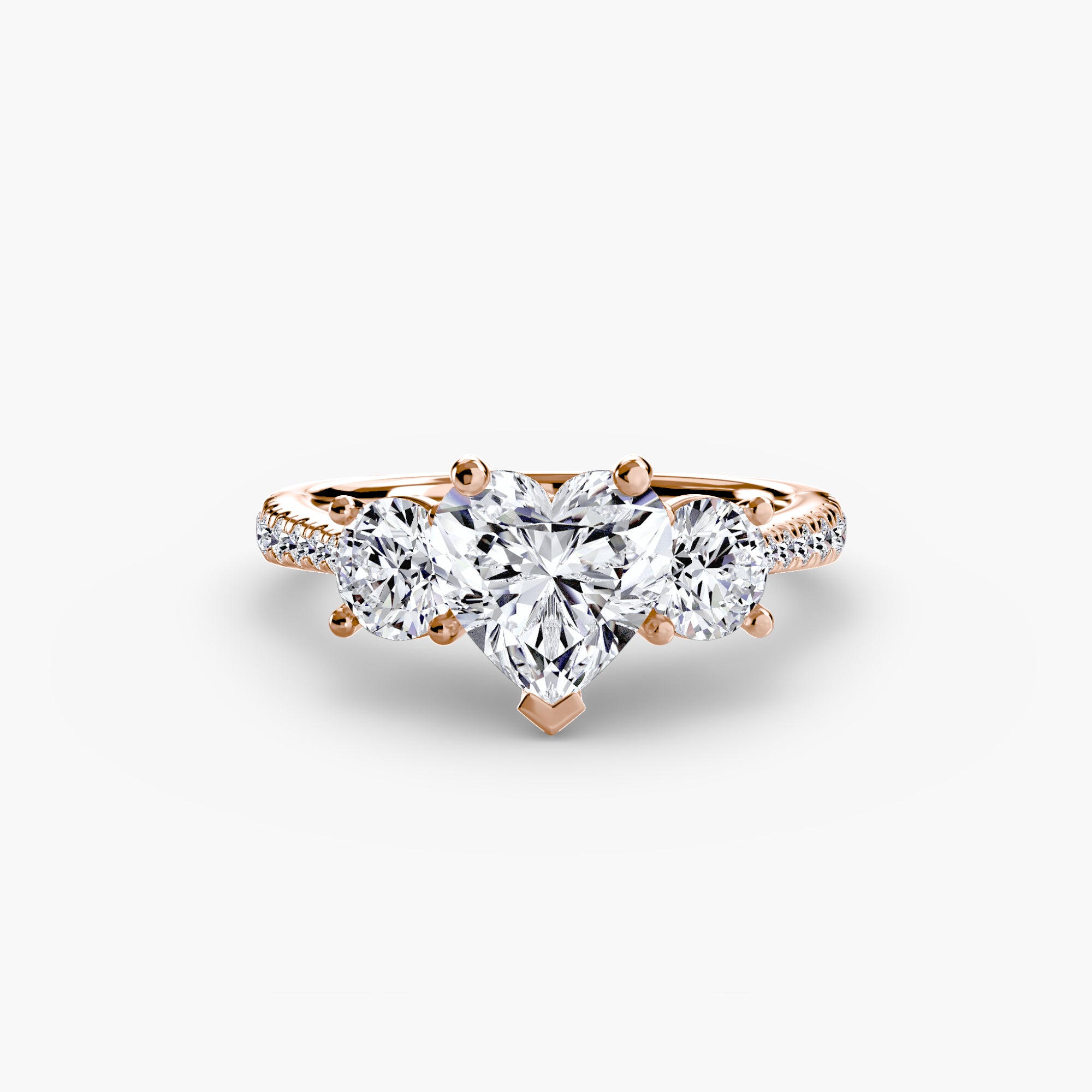 Anello trilogy con pavé sul gambo — montatura, 2,3 mm