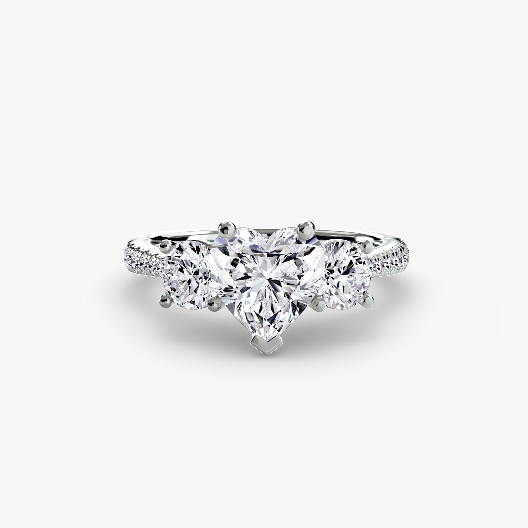 Anello trilogy con pavé sul gambo — montatura, 2,3 mm