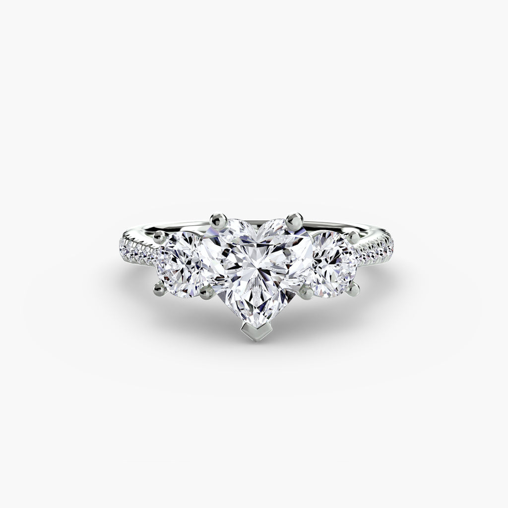 Anello trilogy con pavé sul gambo — montatura, 2,3 mm