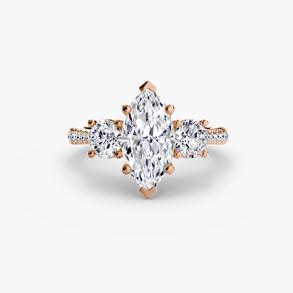 Anello trilogy con pavé sul gambo — montatura, 2,3 mm