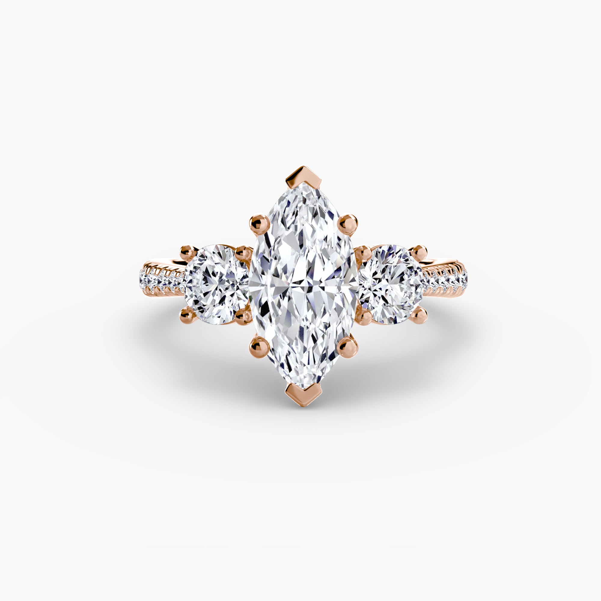 Anello trilogy con pavé sul gambo — montatura, 2,3 mm
