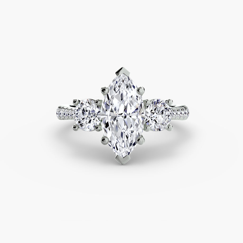 Anello trilogy con pavé sul gambo — montatura, 2,3 mm