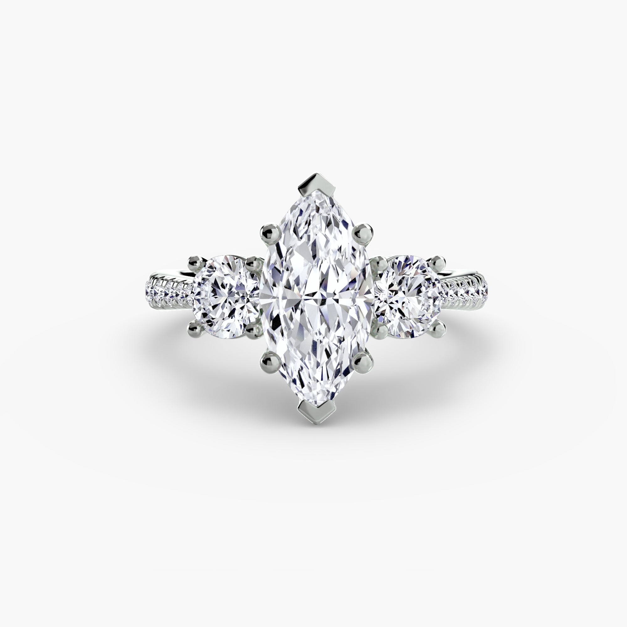 Anello trilogy con pavé sul gambo — montatura, 2,3 mm