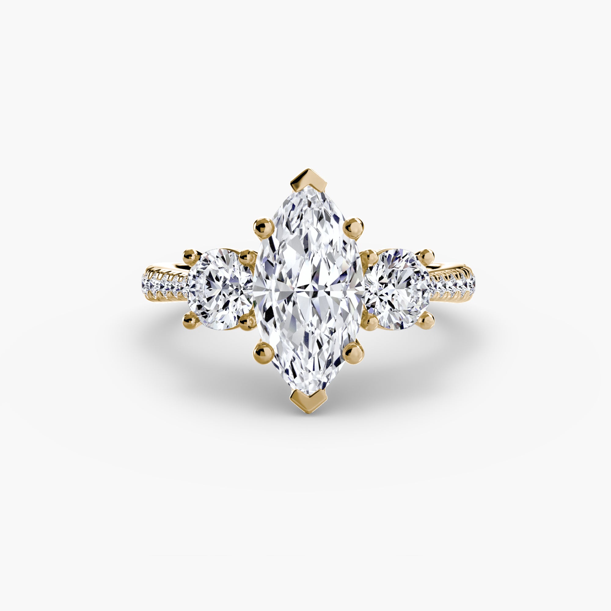 Anello trilogy con pavé sul gambo — montatura, 2,3 mm