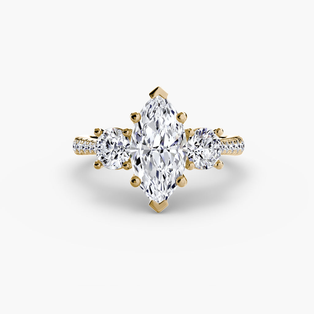 Anello trilogy con pavé sul gambo — montatura, 2,3 mm