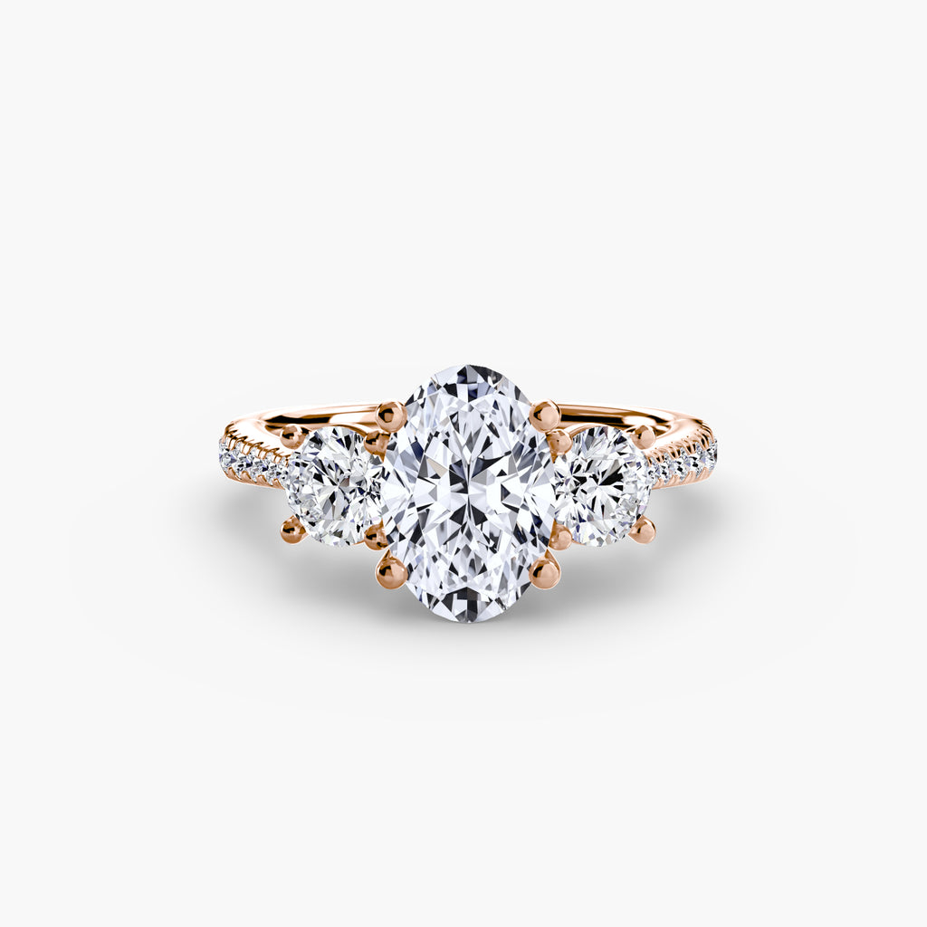 Anello trilogy con pavé sul gambo — montatura, 2,3 mm
