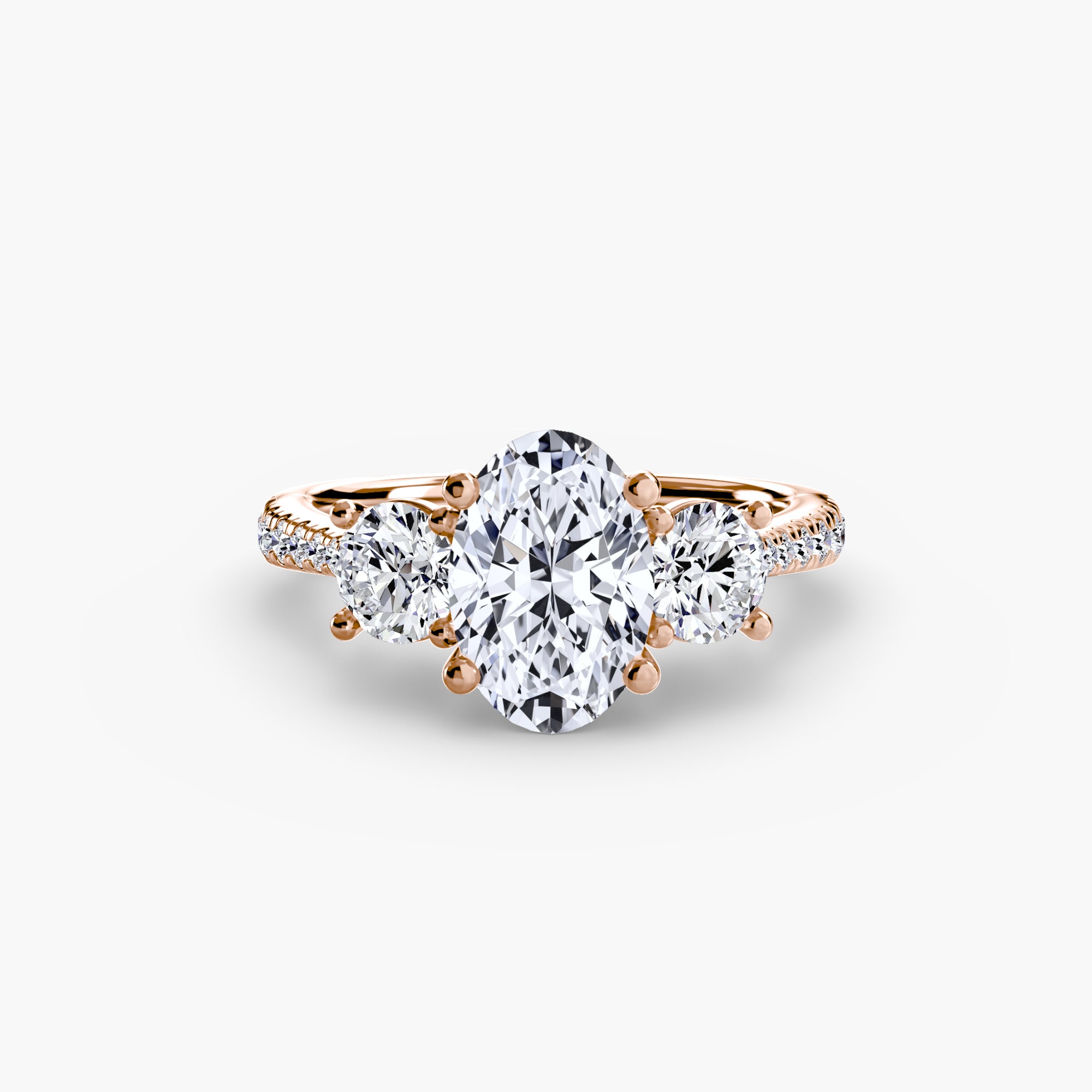 Anello trilogy con pavé sul gambo — montatura, 2,3 mm