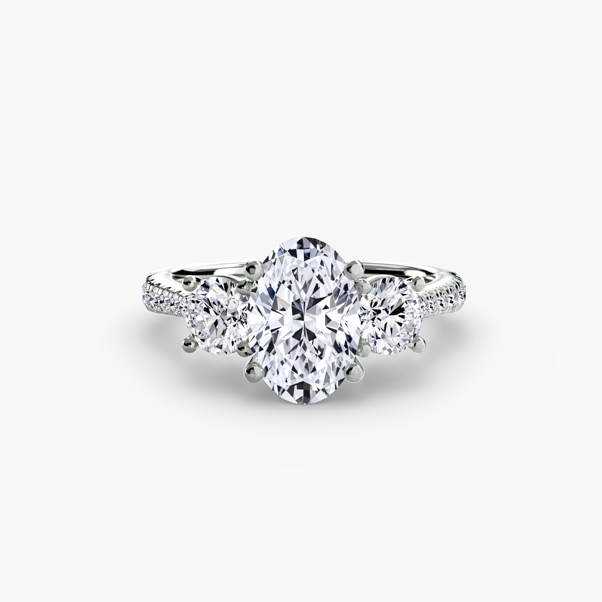 Anello trilogy con pavé sul gambo — montatura, 2,3 mm