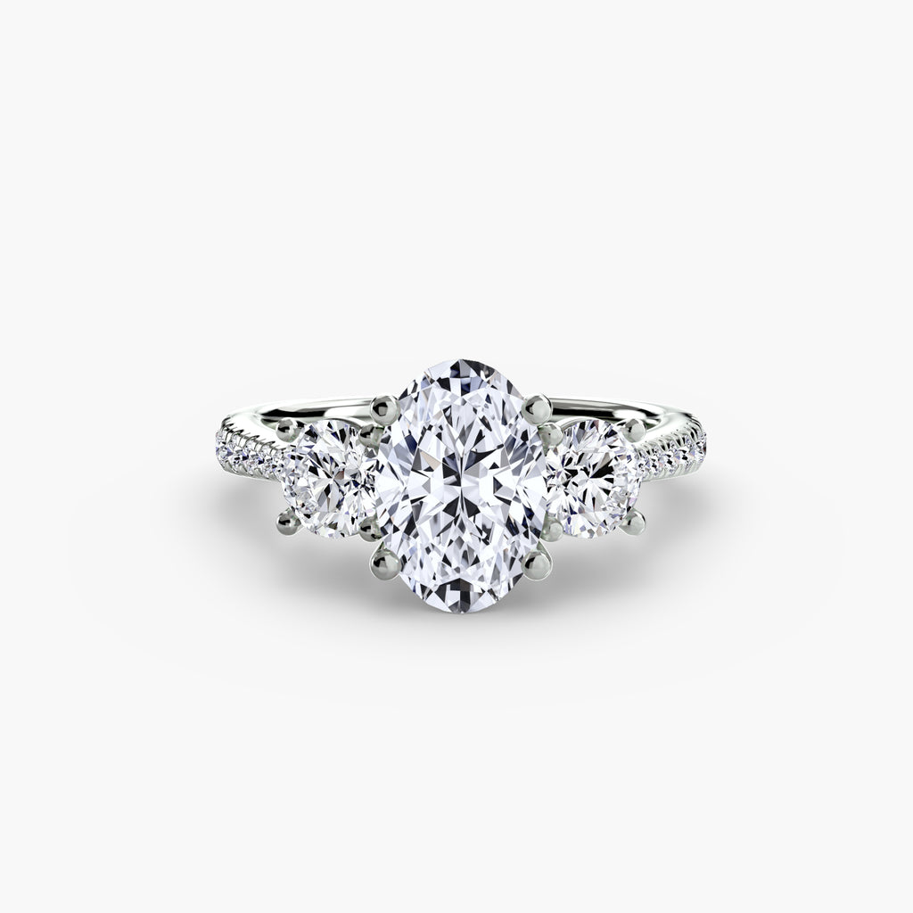 Anello trilogy con pavé sul gambo — montatura, 2,3 mm