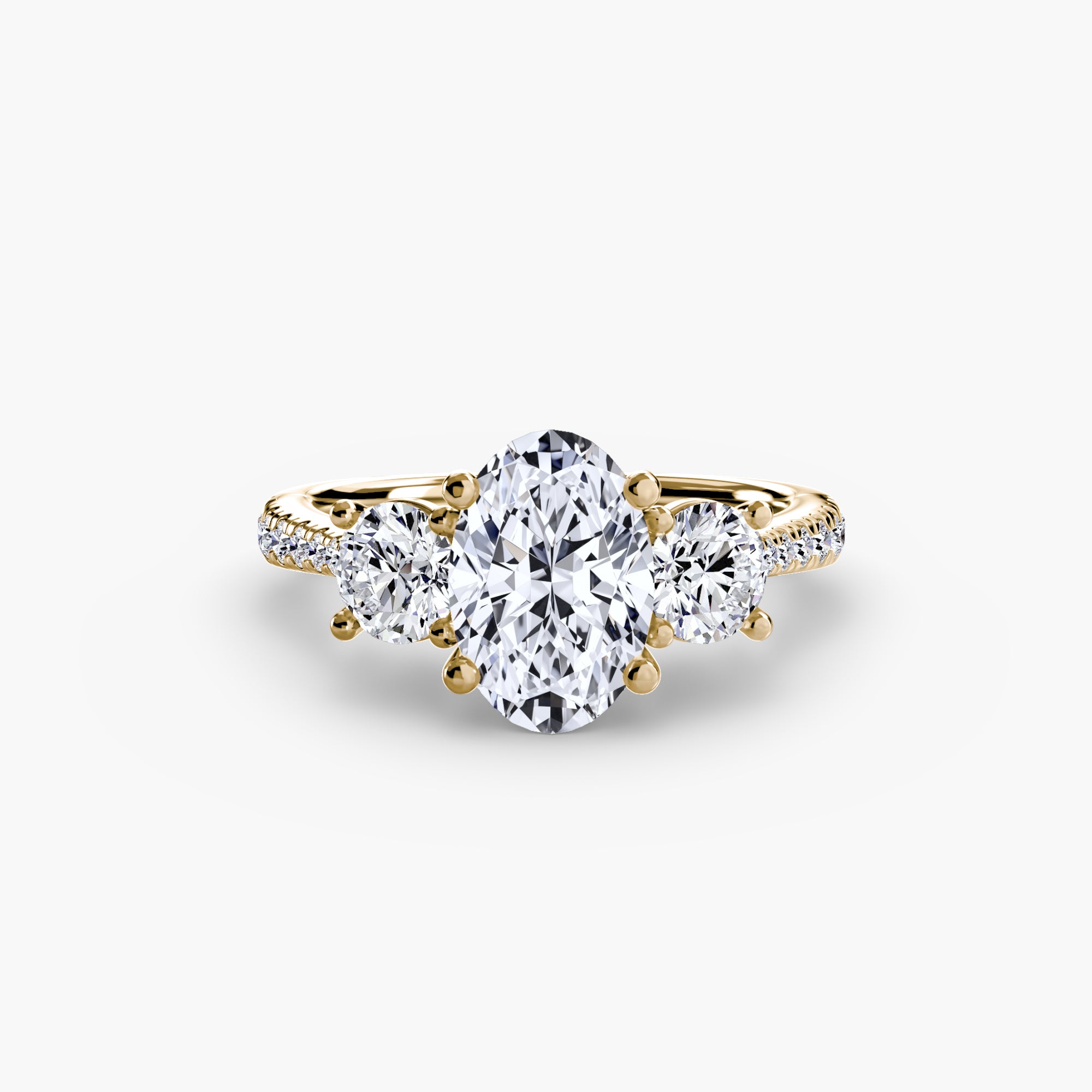 Anello trilogy con pavé sul gambo — montatura, 2,3 mm
