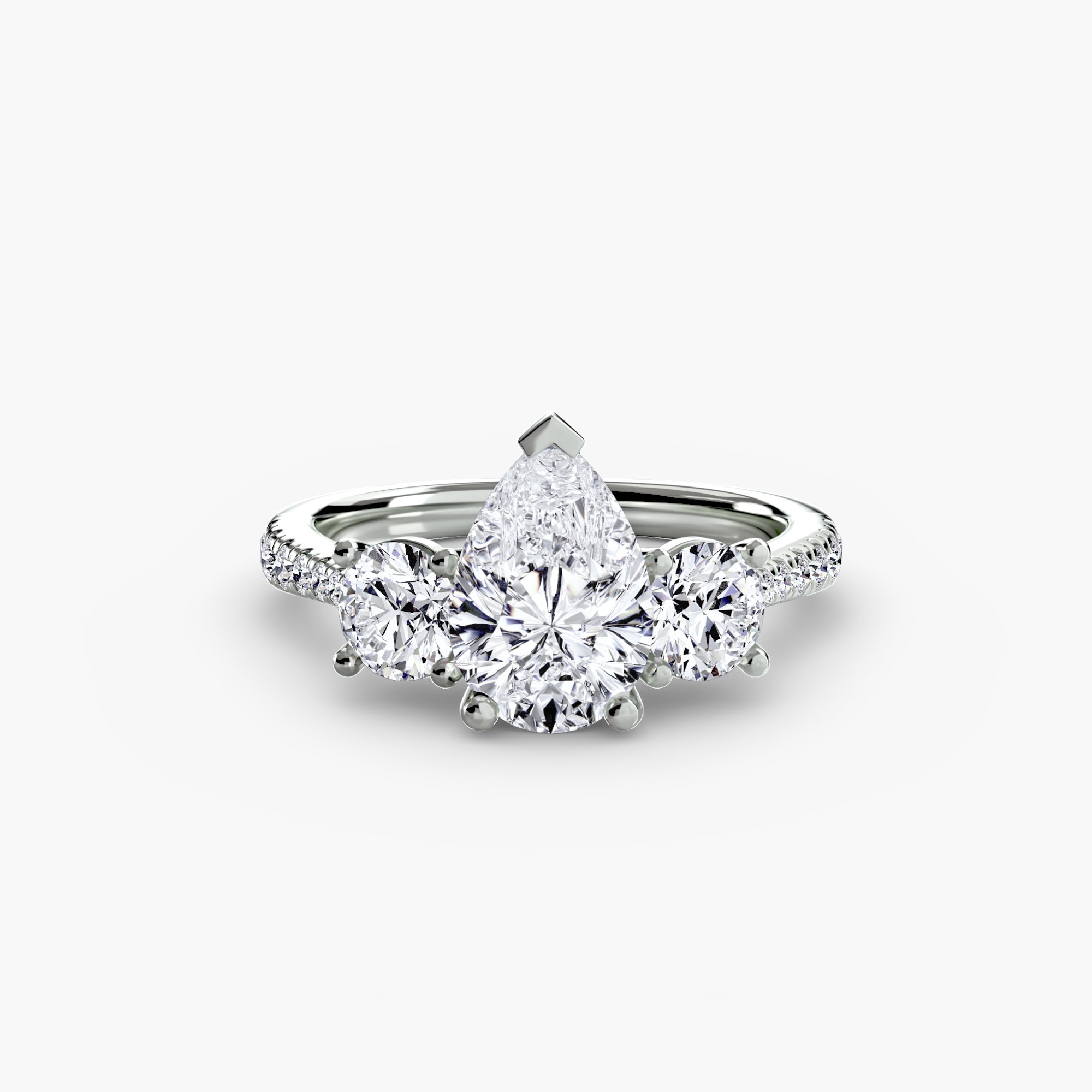 Anello trilogy con pavé sul gambo — montatura, 2,3 mm