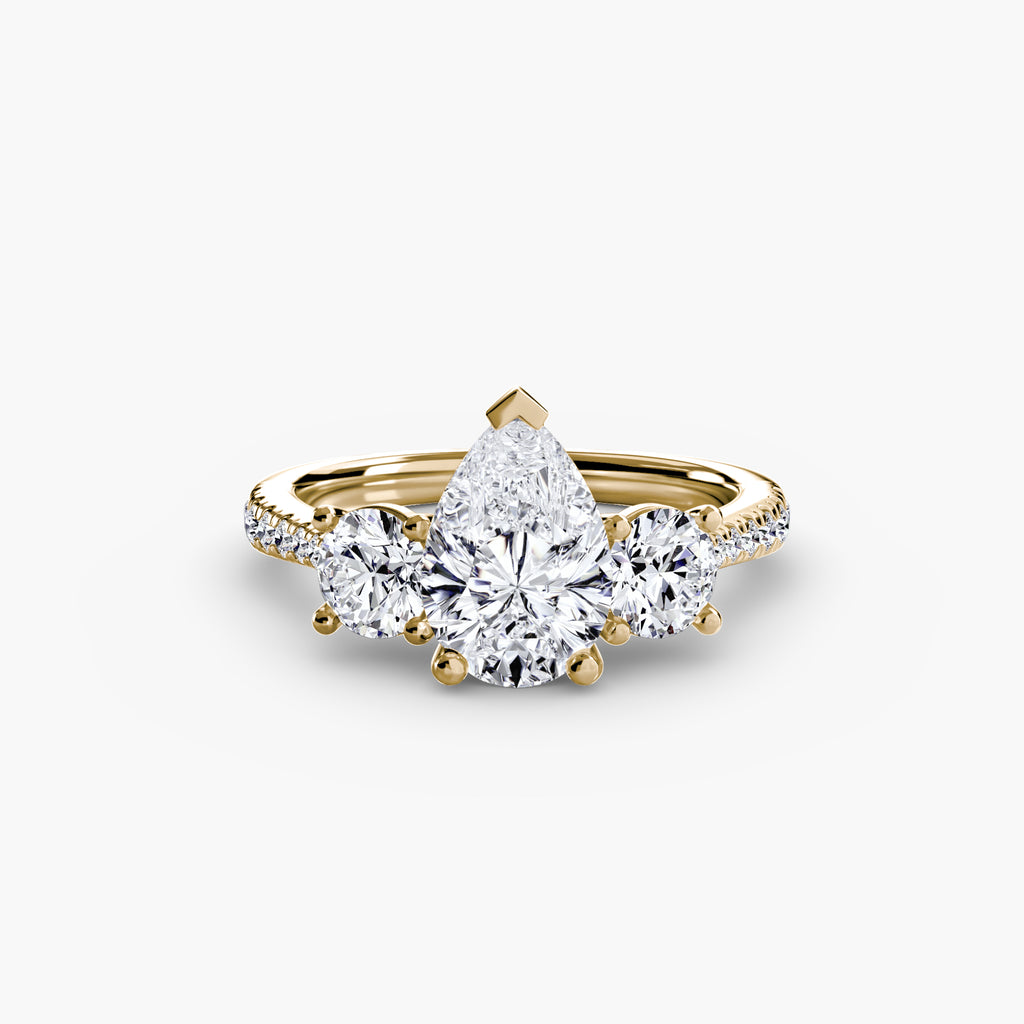 Anello trilogy con pavé sul gambo — montatura, 2,3 mm