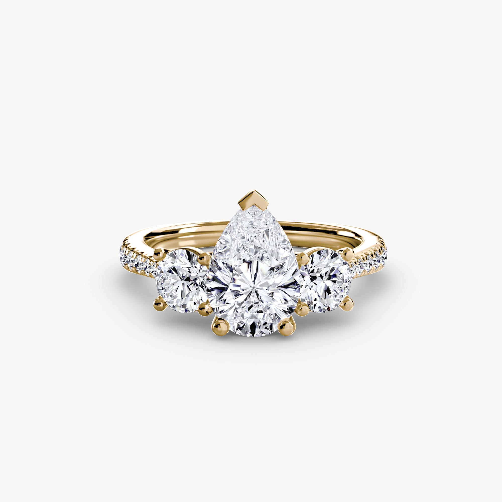 Anello trilogy con pavé sul gambo — montatura, 2,3 mm