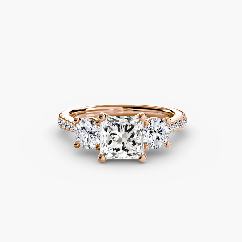 Anello trilogy con pavé sul gambo — montatura, 2,3 mm