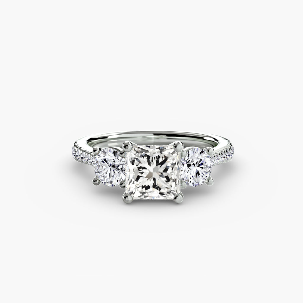 Anello trilogy con pavé sul gambo — montatura, 2,3 mm