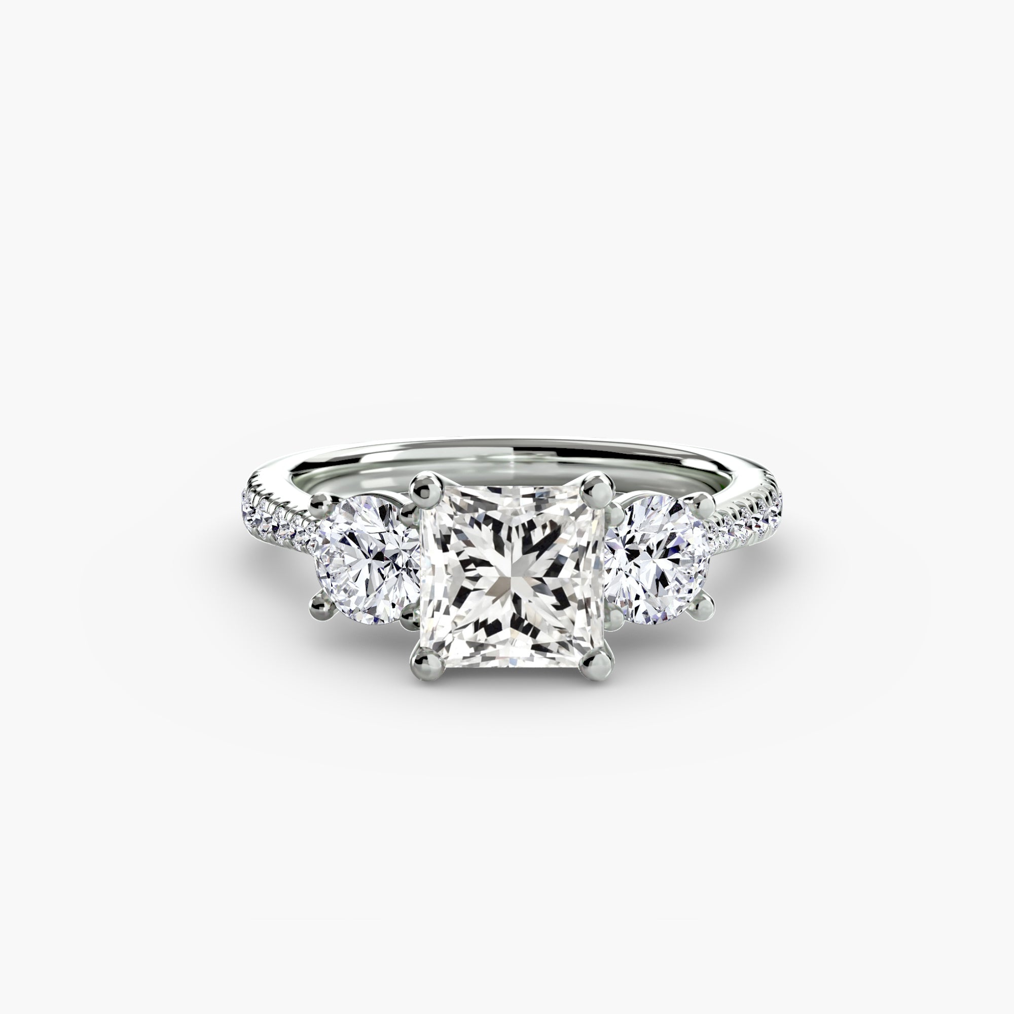 Anello trilogy con pavé sul gambo — montatura, 2,3 mm