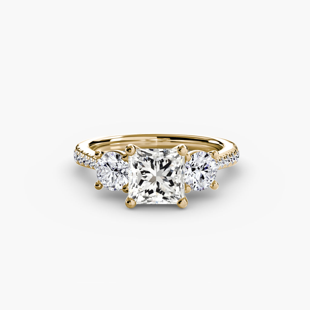 Anello trilogy con pavé sul gambo — montatura, 2,3 mm