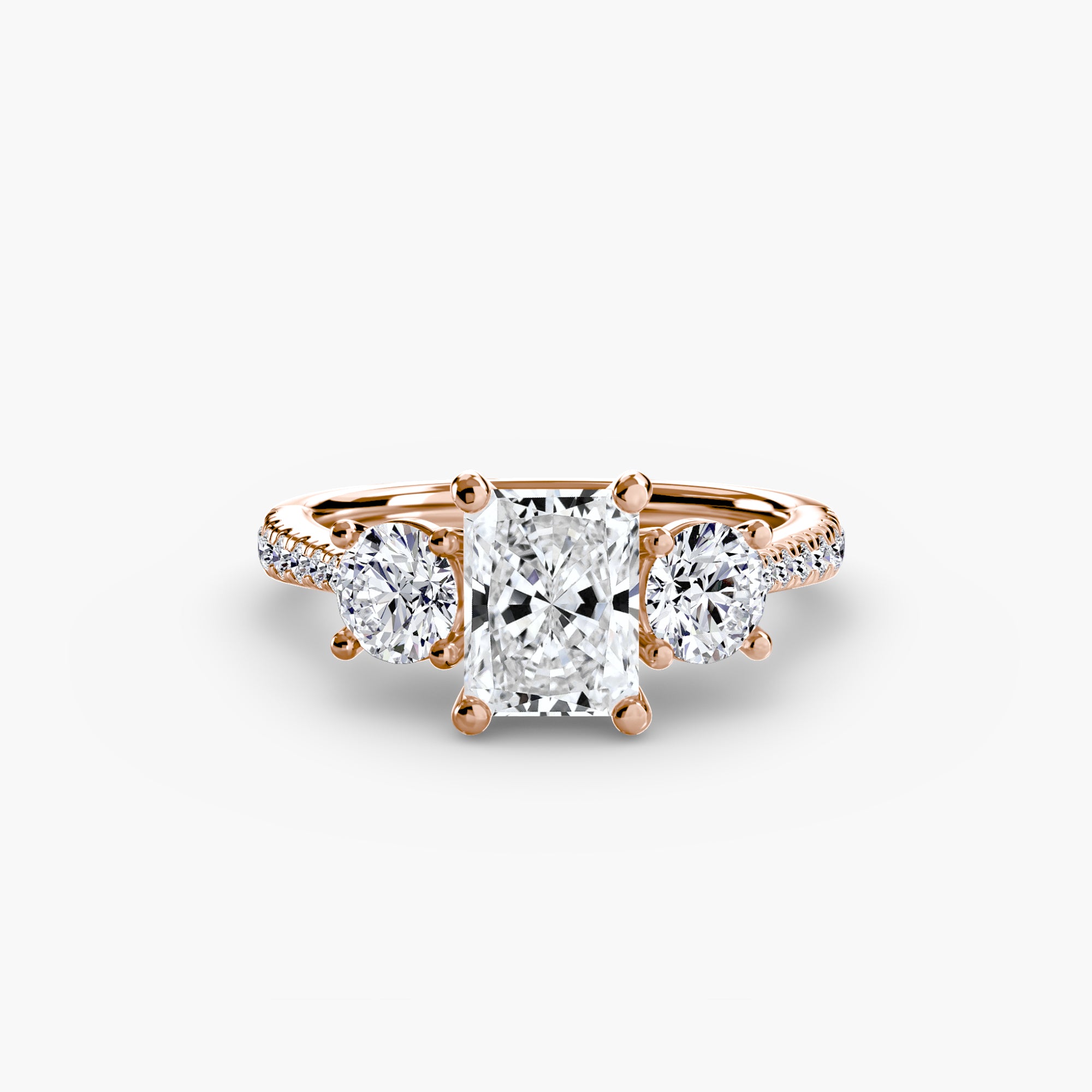 Anello trilogy con pavé sul gambo — montatura, 2,3 mm