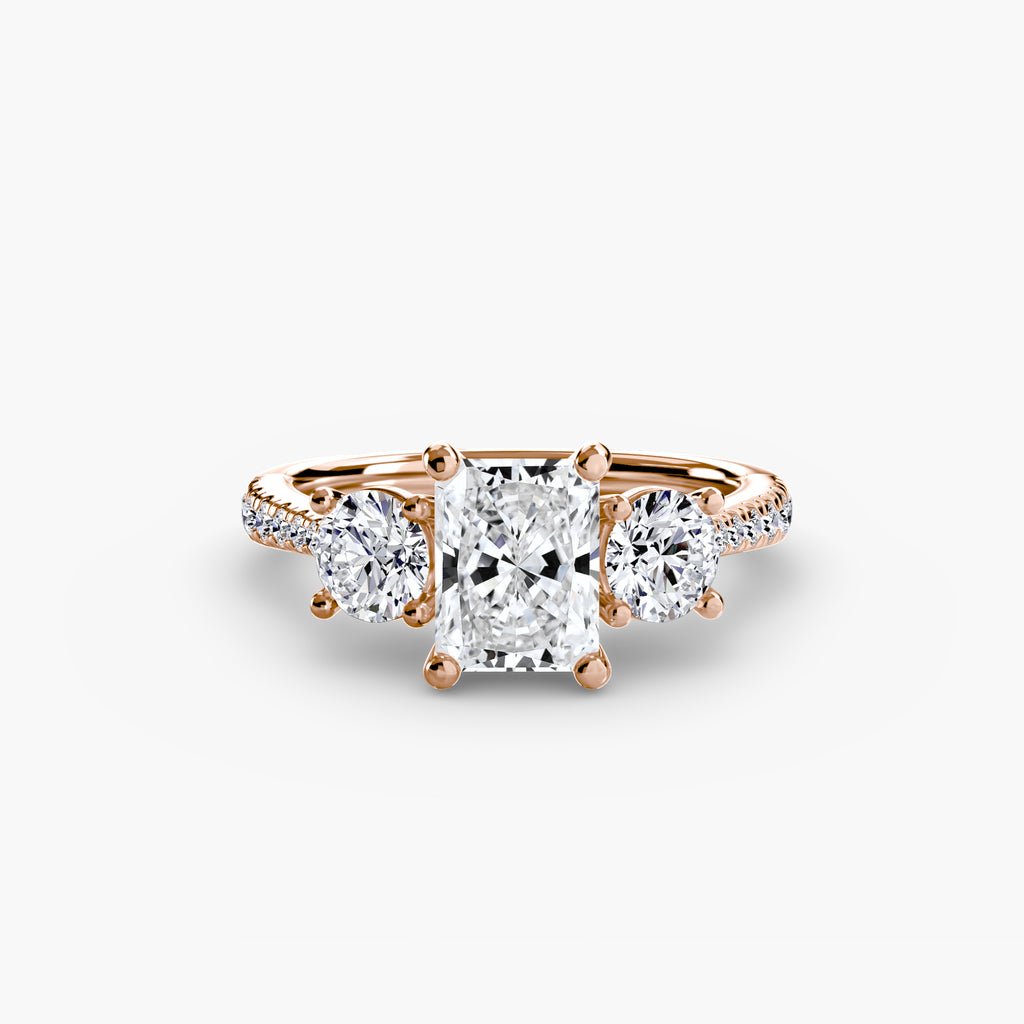 Anello trilogy con pavé sul gambo — montatura, 2,3 mm