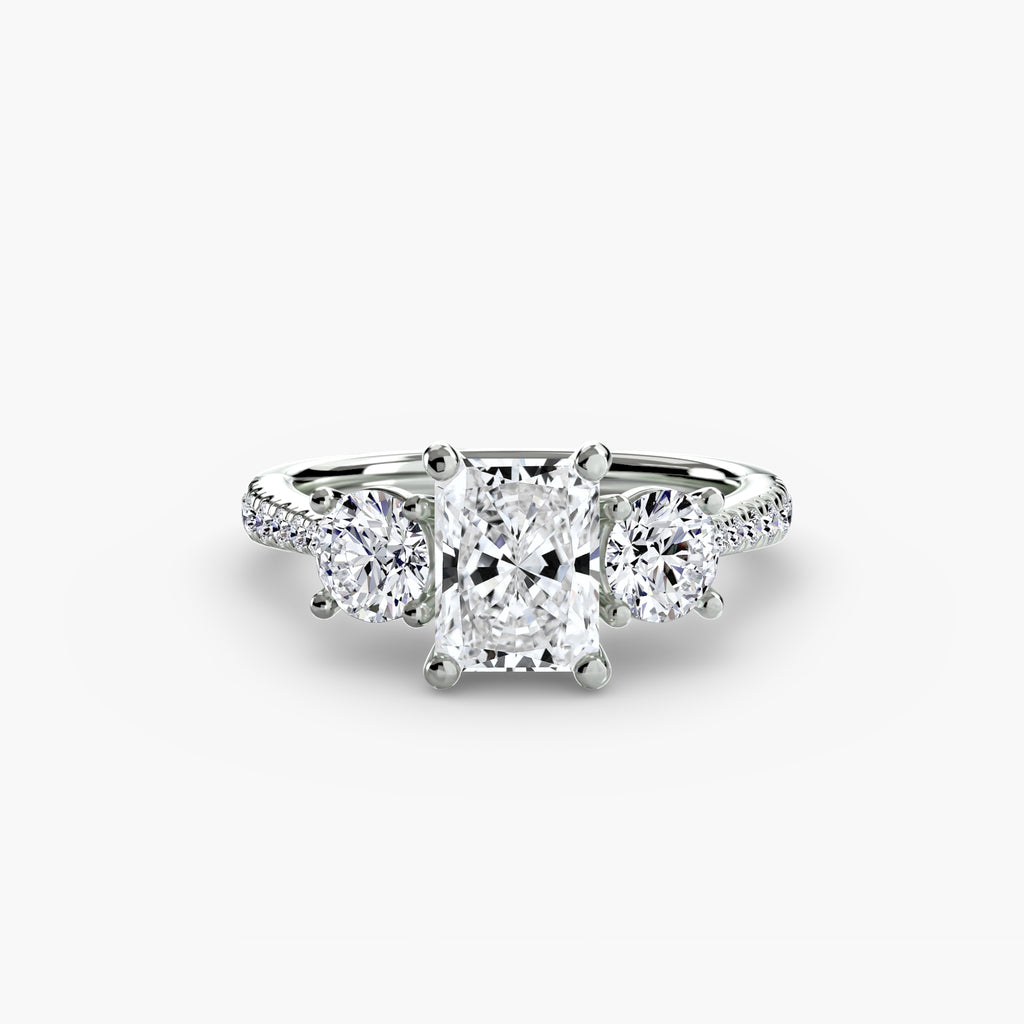 Anello trilogy con pavé sul gambo — montatura, 2,3 mm