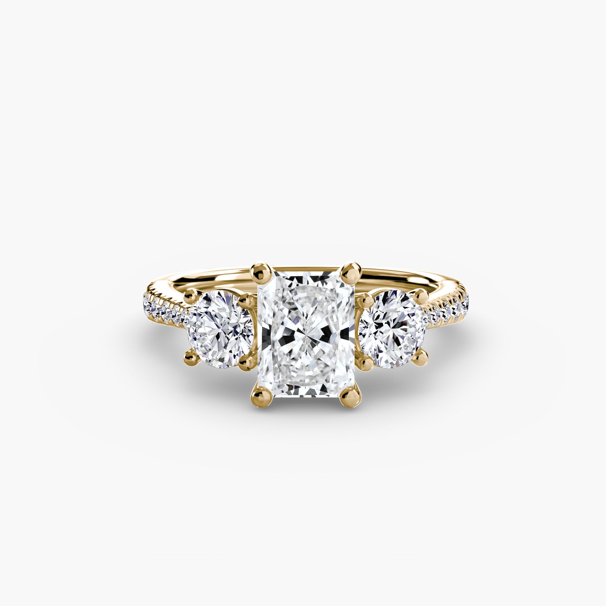 Anello trilogy con pavé sul gambo — montatura, 2,3 mm