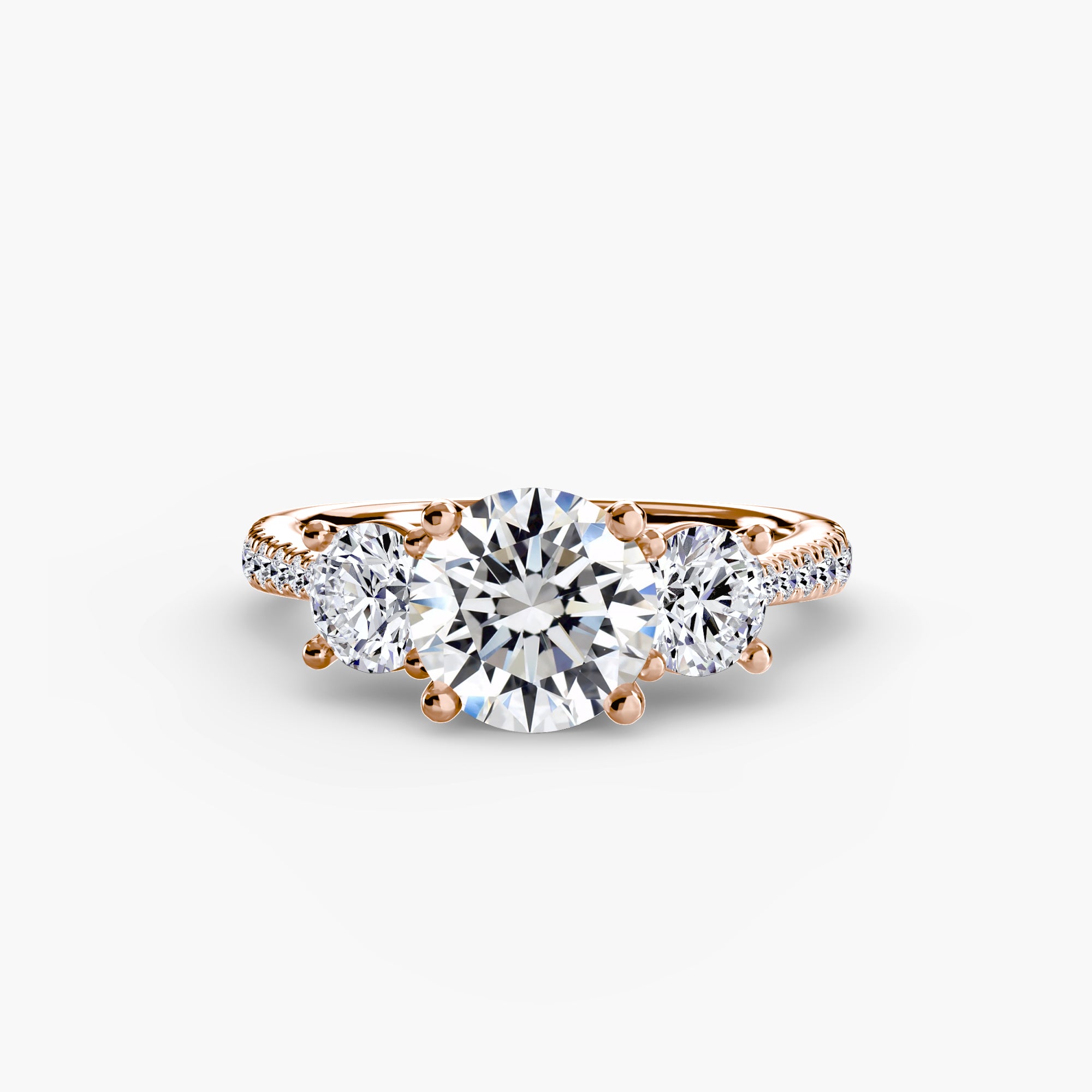 Anello trilogy con pavé sul gambo — montatura, 2,3 mm