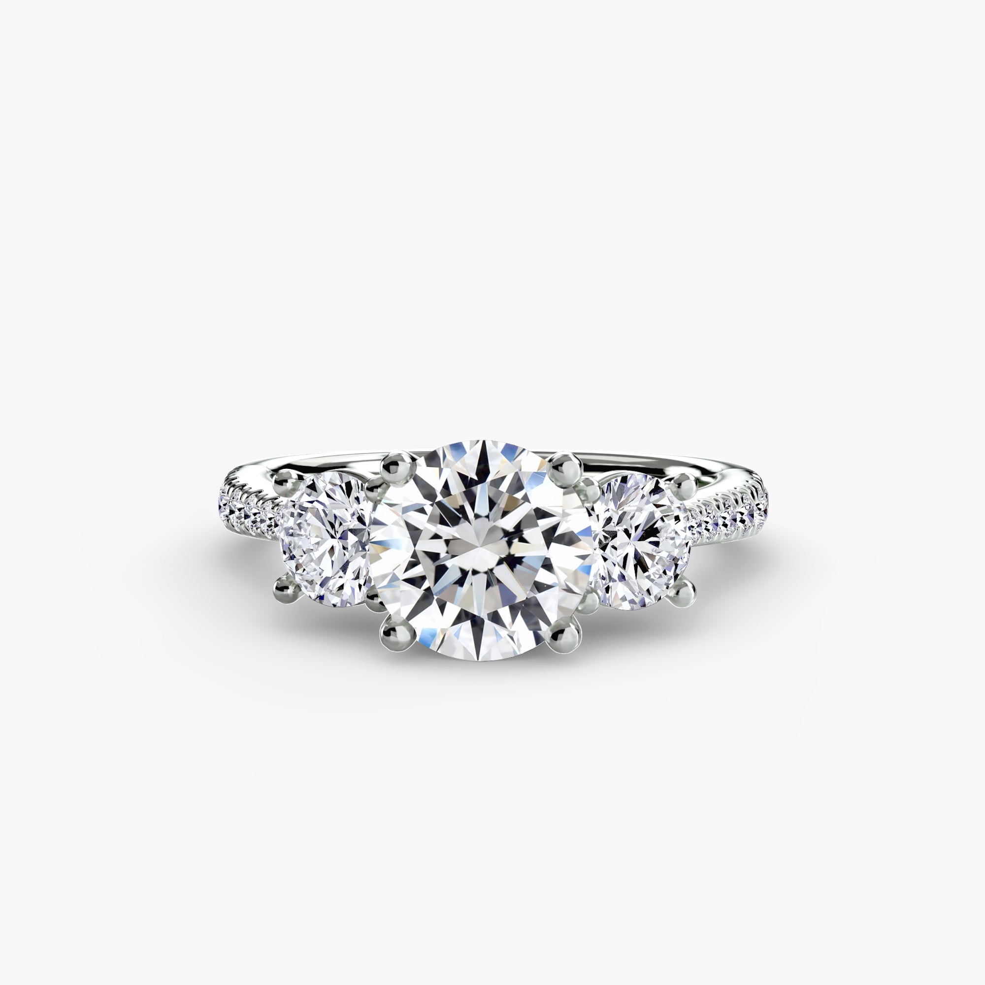Anello trilogy con pavé sul gambo — montatura, 2,3 mm