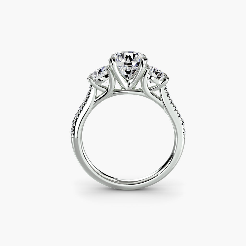 Anello trilogy con pavé sul gambo — montatura, 2,3 mm