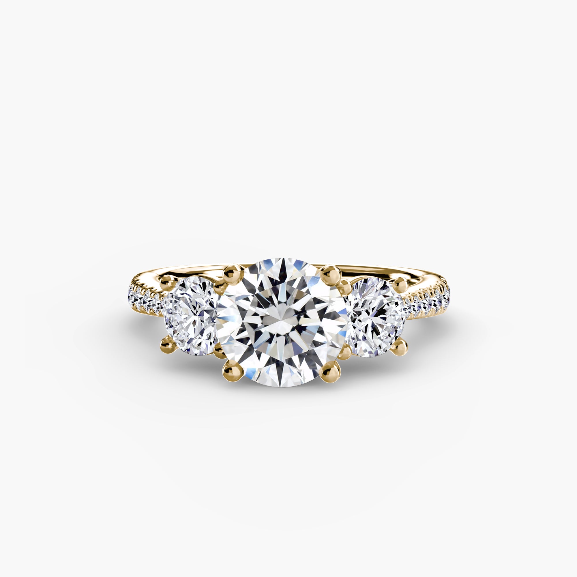 Anello trilogy con pavé sul gambo — montatura, 2,3 mm