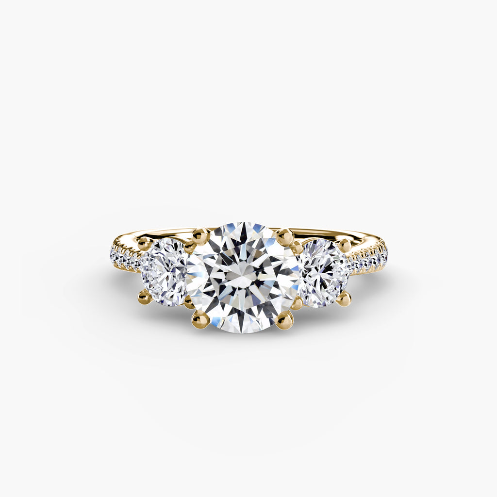 Anello trilogy con pavé sul gambo — montatura, 2,3 mm