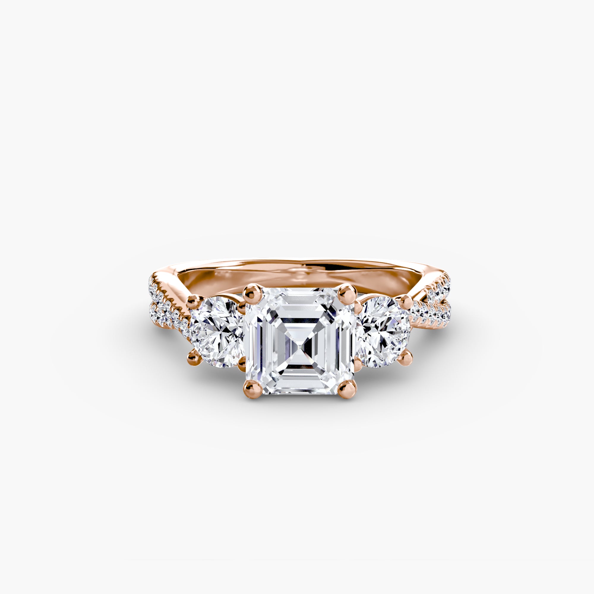 Anello trilogy con pavé sul gambo — montatura, 2,3 mm