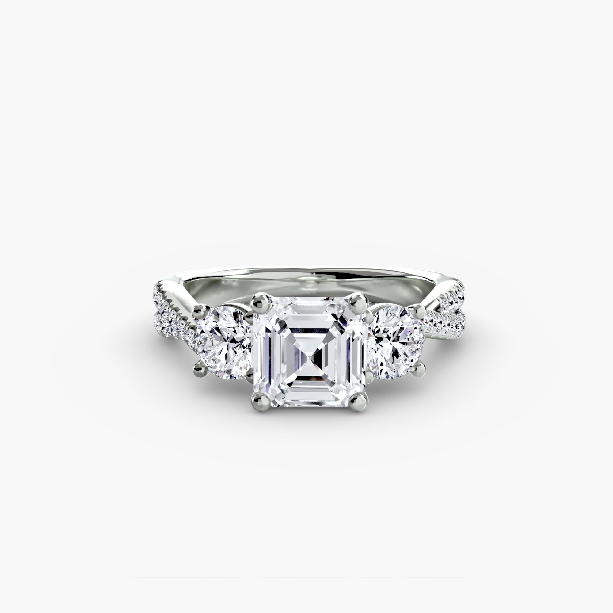 Anello trilogy con pavé sul gambo — montatura, 2,3 mm