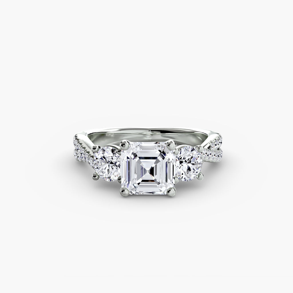Anello trilogy con pavé sul gambo — montatura, 2,3 mm