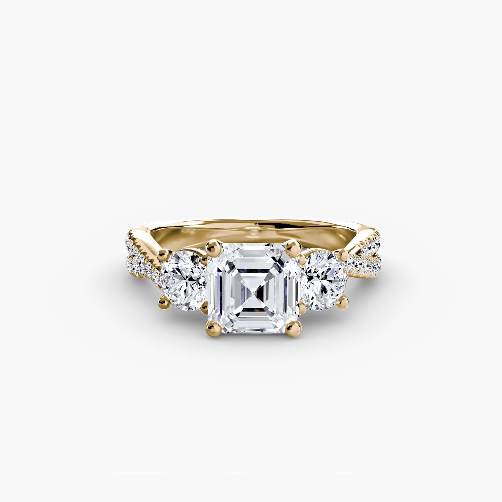 Anello trilogy con pavé sul gambo — montatura, 2,3 mm