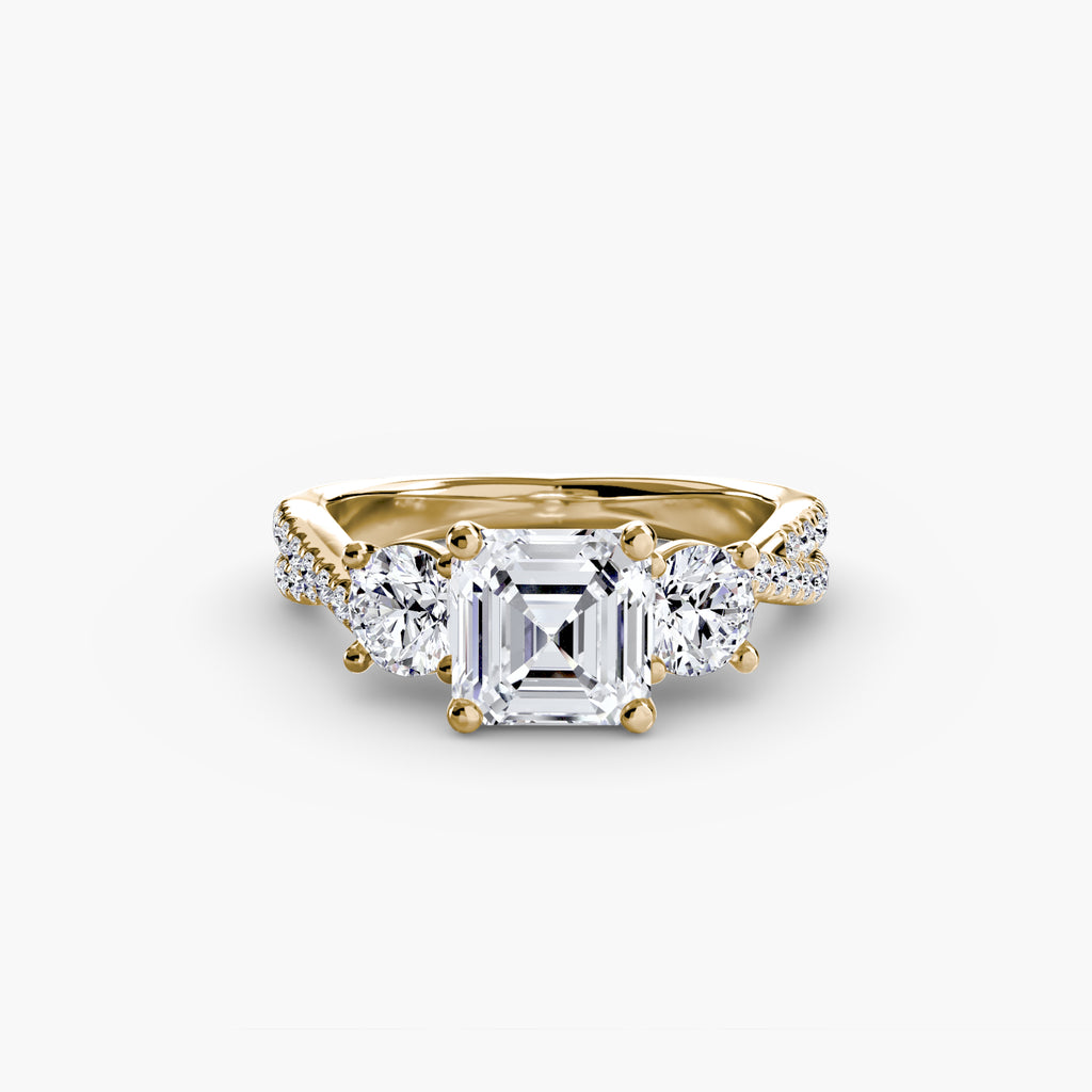 Anello trilogy con pavé sul gambo — montatura, 2,3 mm