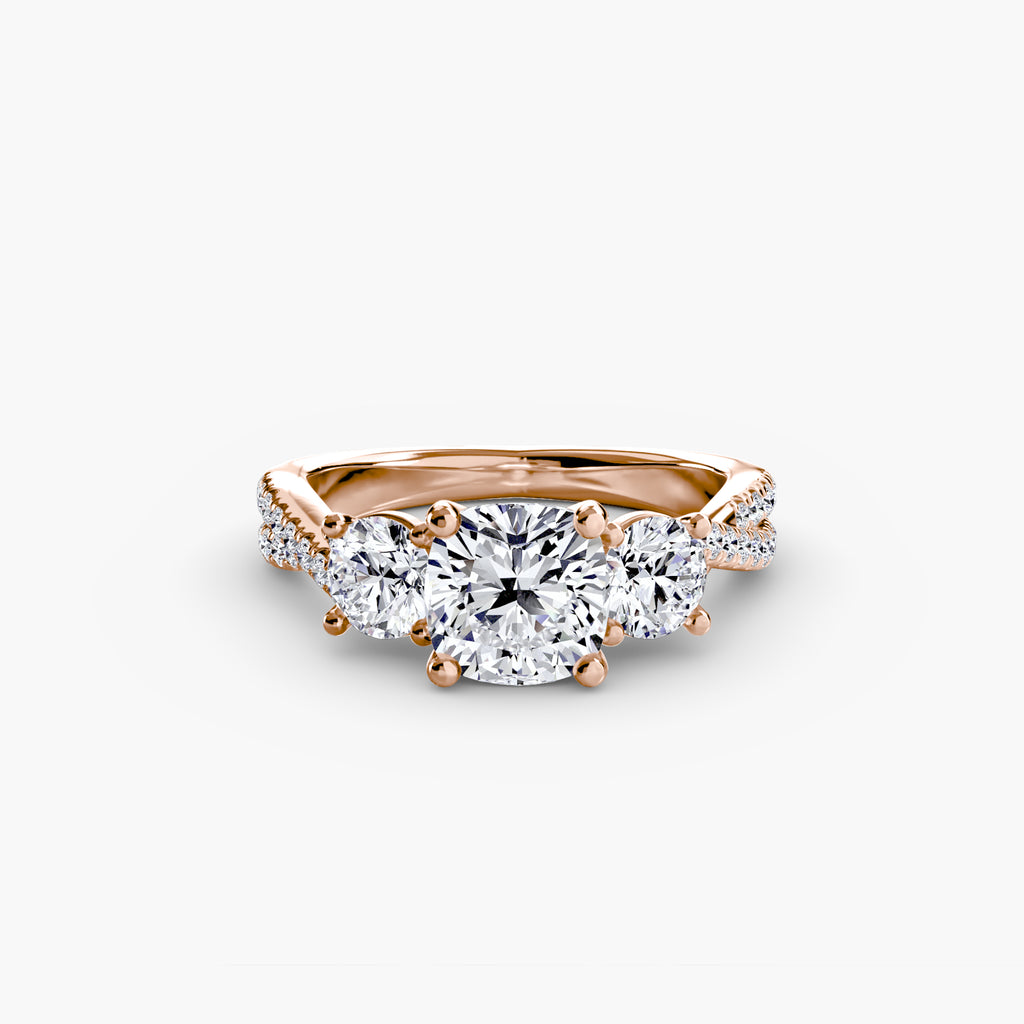 Anello trilogy con pavé sul gambo — montatura, 2,3 mm