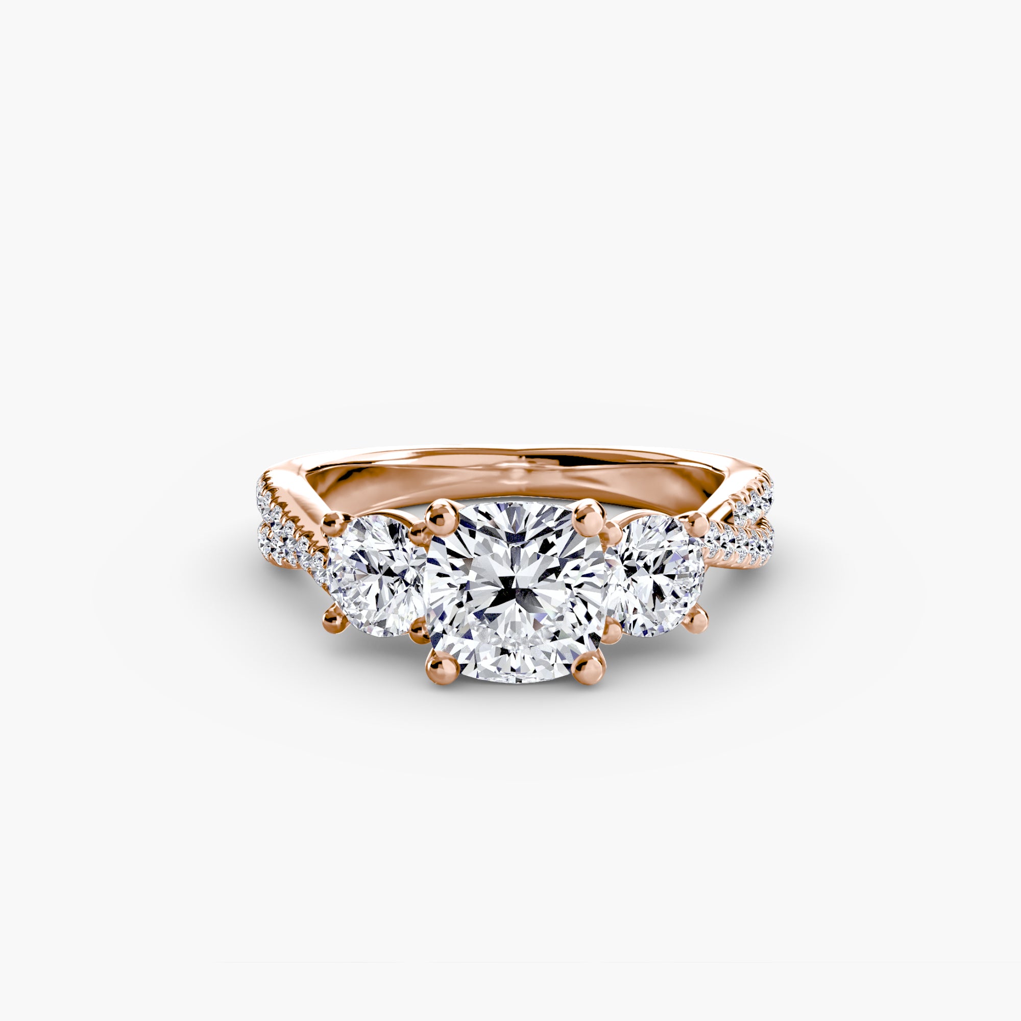 Anello trilogy con pavé sul gambo — montatura, 2,3 mm