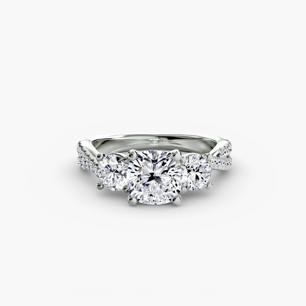 Anello trilogy con pavé sul gambo — montatura, 2,3 mm