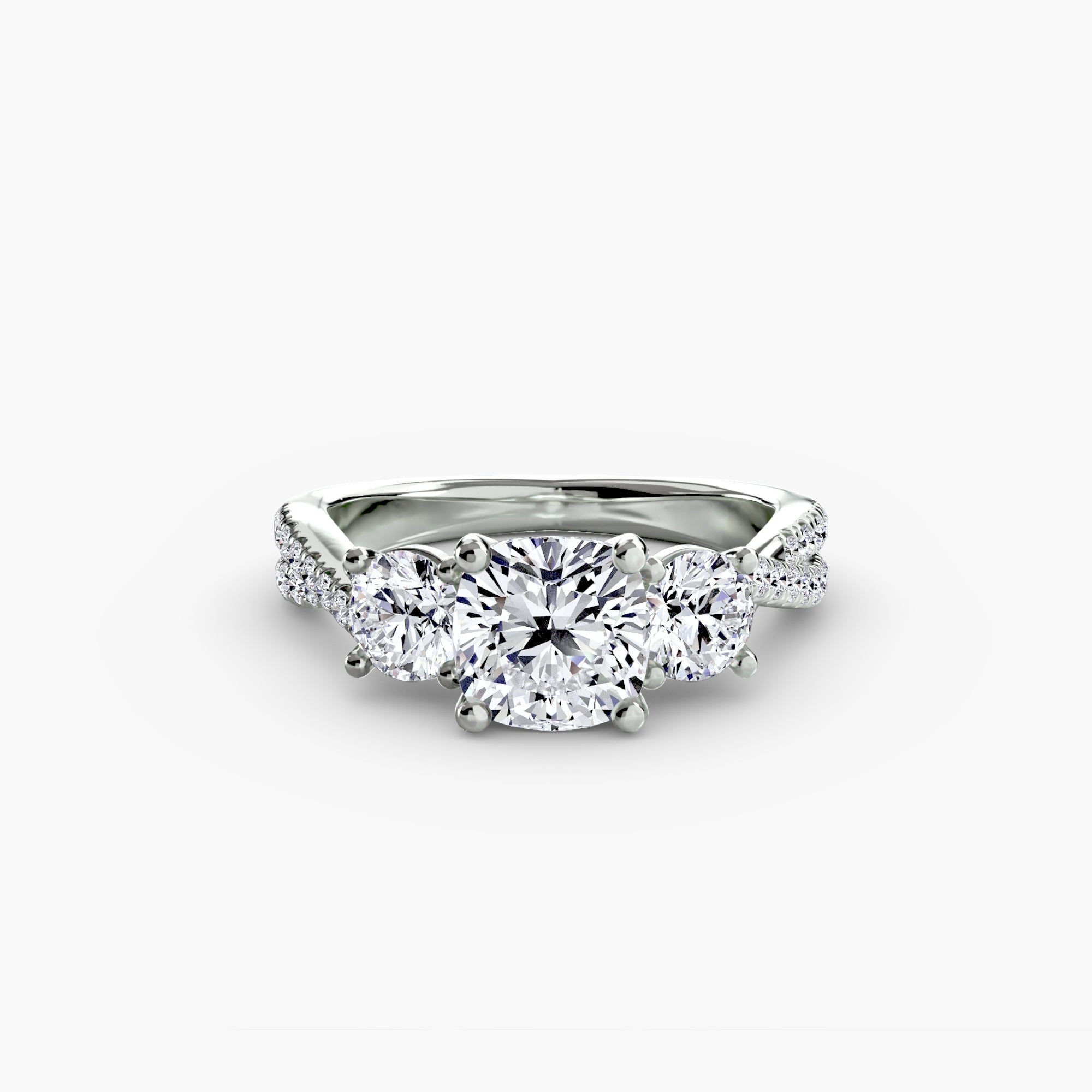 Anello trilogy con pavé sul gambo — montatura, 2,3 mm